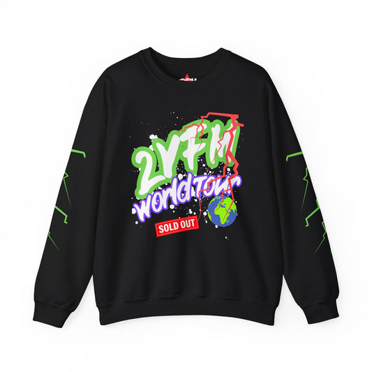 2YFM World Tour Unisex Sweatshirt/Black Crewneck Sweatshirt