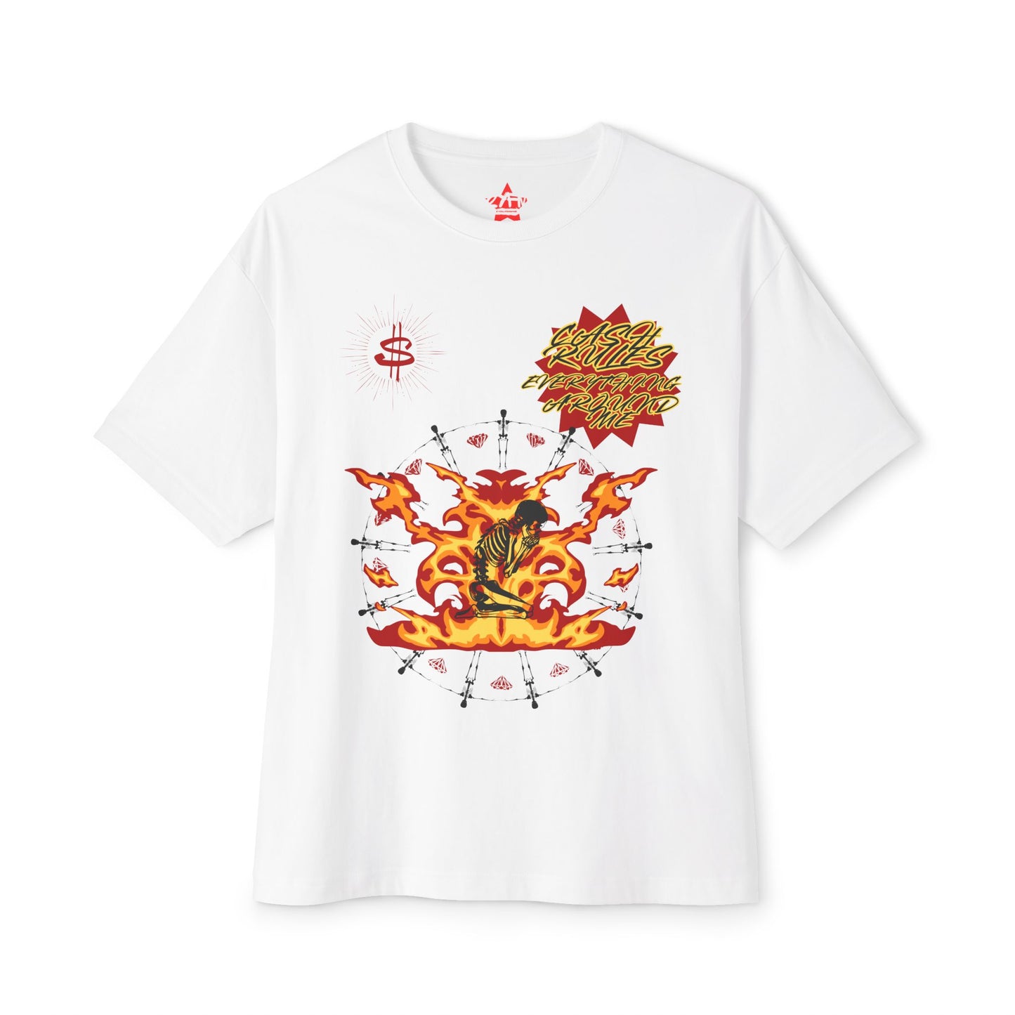 2YFM Soul Fire Tee White/Unisex Oversized Boxy Tee